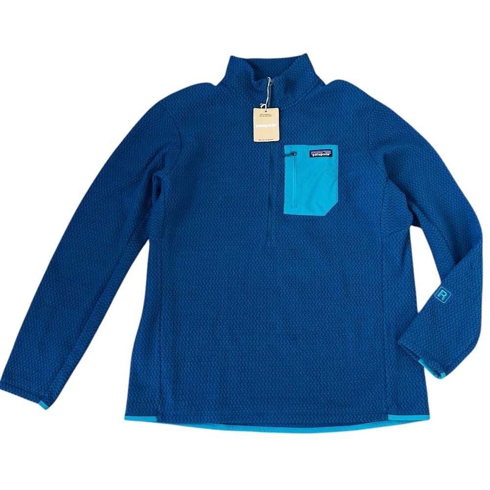 NWT Patagonia Men's R1 Air Zip Neck Fleece Pullover 2XL Lagom Blue Lightweight - Picture 4 of 14